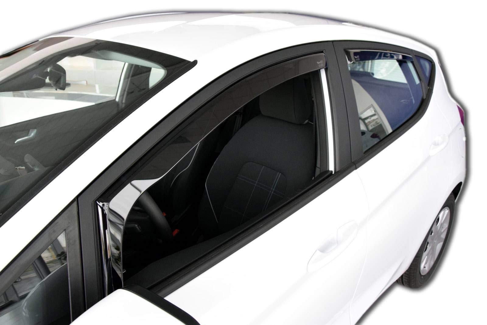 J&J AUTOMOTIVE Windabweiser passend für Ford Fiesta 7 5-Türer ab 2018 4tlg, Heko Regenabweiser Vorne Hinten Getönt Dunkel Passform