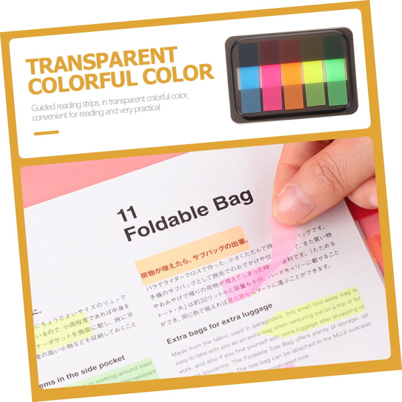 Tiras Adhesivas De Lectura Transparentes Cajas De Marcadores De Página Fluorescentes Para Escuela y Oficina Para Resaltar y Anotar Textos