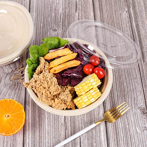 Jayeey 33Oz Round Disposable Bowls With Lids, Bamboo Fiber Biodegradable Paper Bowls  Take Away Food Containers Eco-Friendly Plant Fibers Microwave & Freezer Safe 50 Pack #TOP2