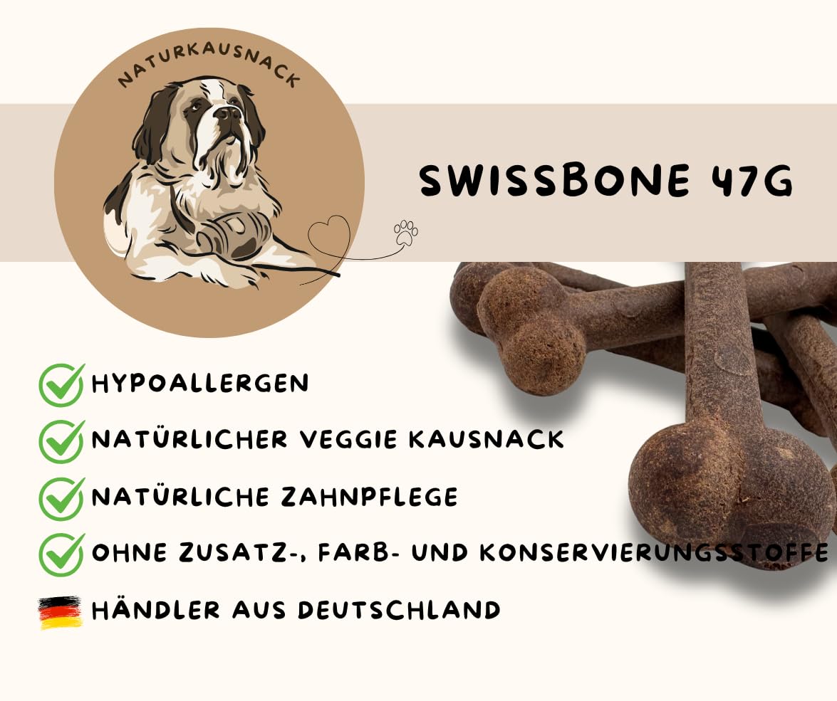 Warnick's Hundesnack Kauknochen Swiss Bone - 50 x 47 g | Vitalknochen für Hunde - Schmackhafter Snack als Belohnung - Diätetische & hypoallergene Kaustange - Für sensible Hunde