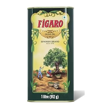 Figaro Olive Oil- Pure Olive Oil-Daily Cooking Oil- Perfect for Indian Dishes- Curries, Gravy- Imported from Spain- 1L Tin