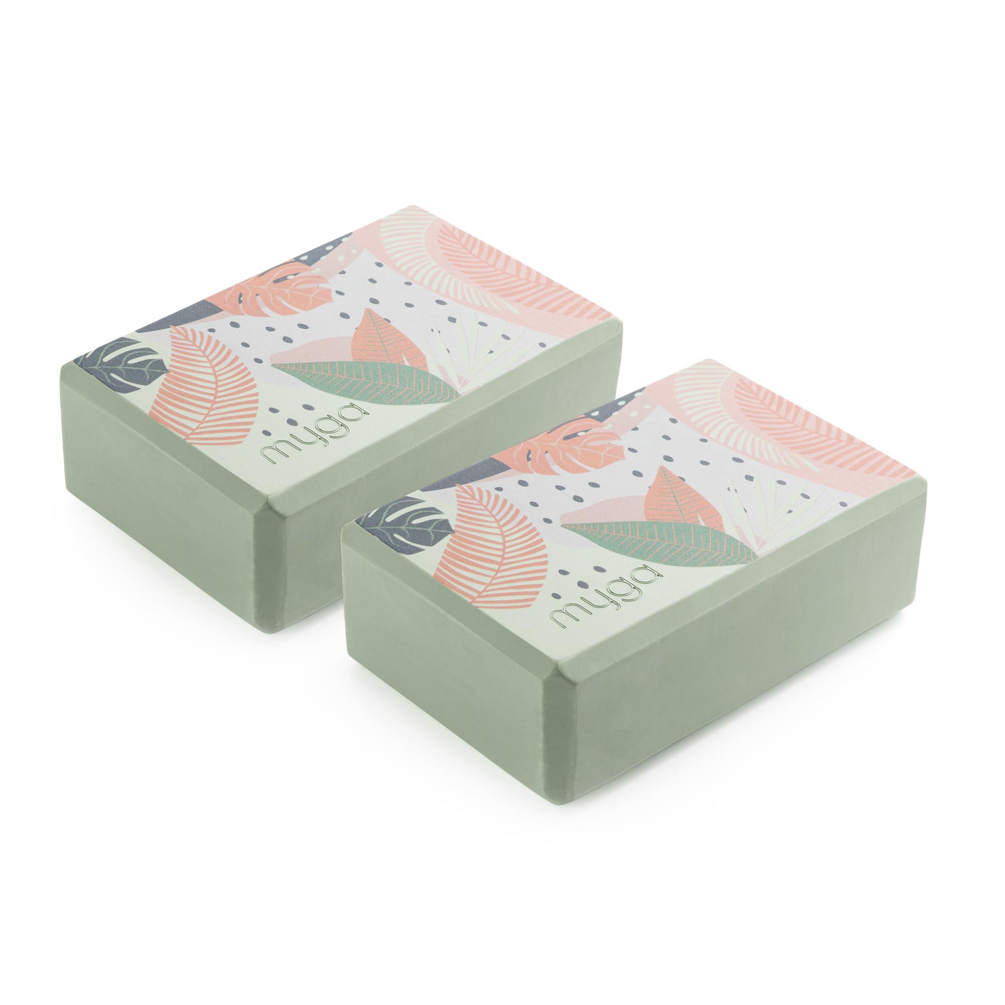 Myga Yoga Blocks - Pair of High Density Foam Bricks for Yoga, Pilates and Fitness for Balance, Support & Flexibility - Non Slip, Lightweight & Durable Foam Blocks for Home, Gym & Travel (Palm)