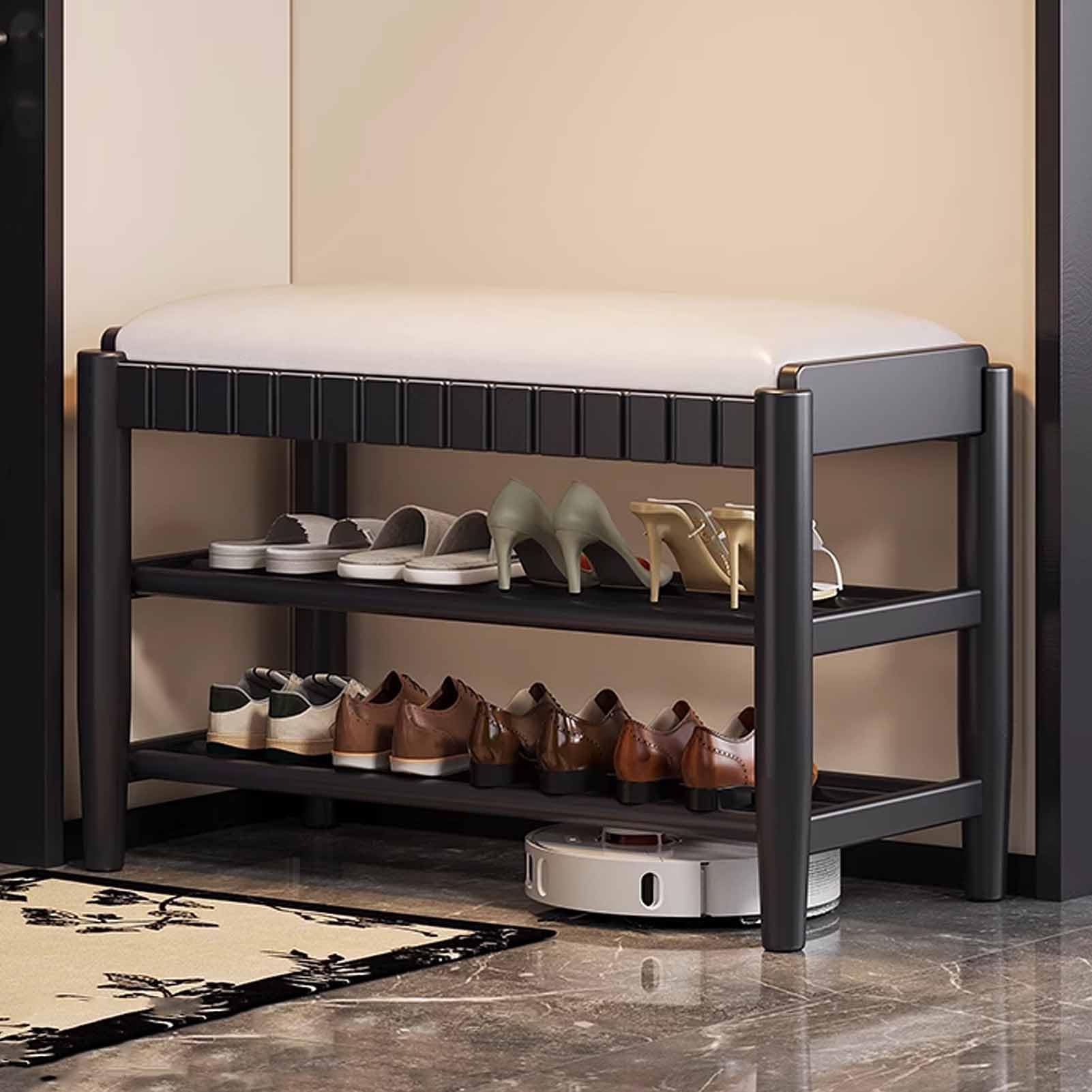 Banc de rangement à chaussures anti-désordre, organiseur 3 niveaux gain de place entrée