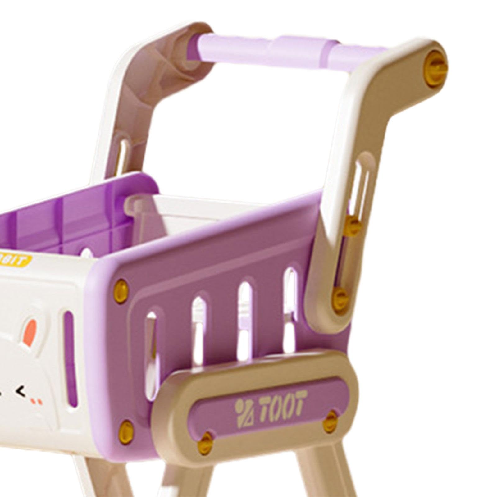 Carrito de Compras para Niños, Carrito de Supermercado de Juguete para Juegos de rol, Carrito de Supermercado para Niños Y Niñas, Violeta