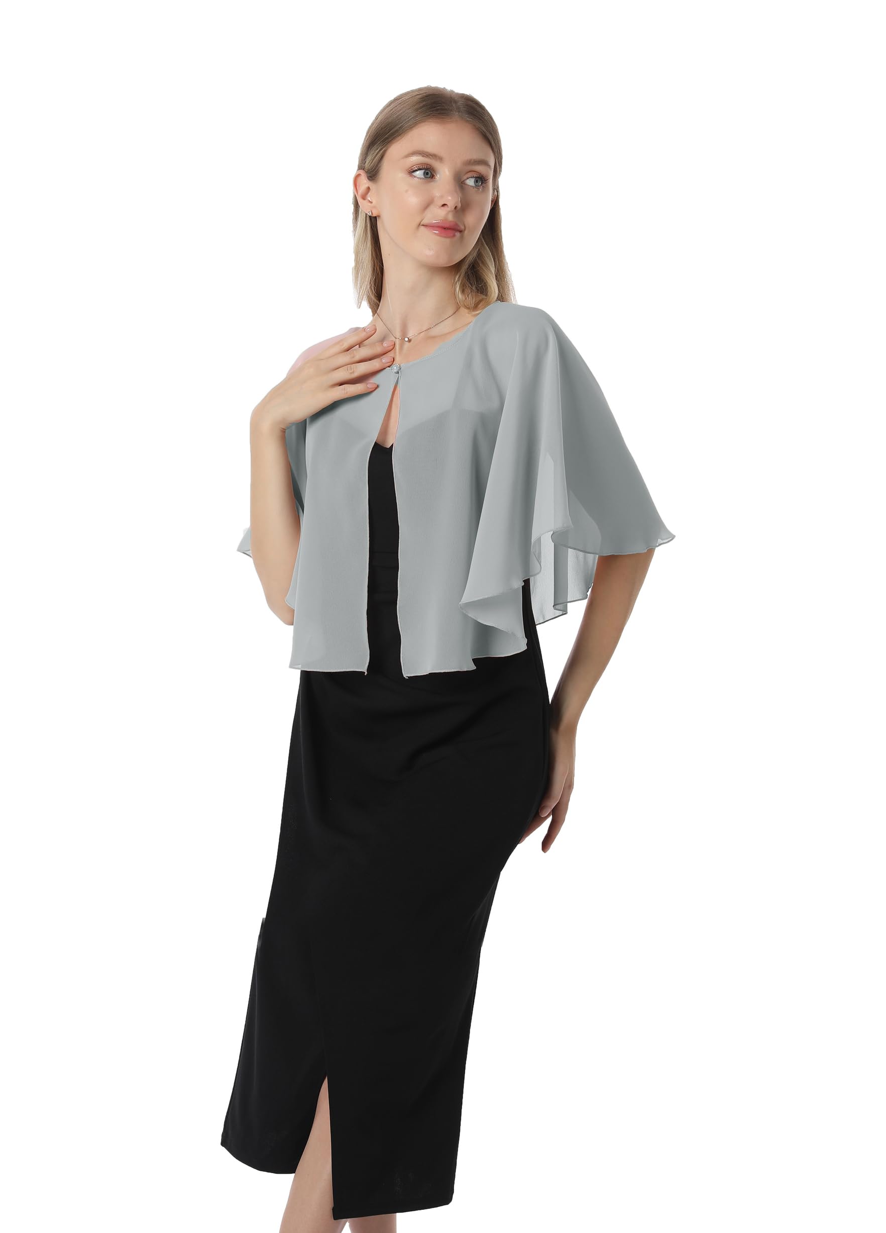 Mantella in chiffon, mantelle morbide, scialli e stole per abito da sera, mantella da sposa, accessori scialle anni '20 per donna