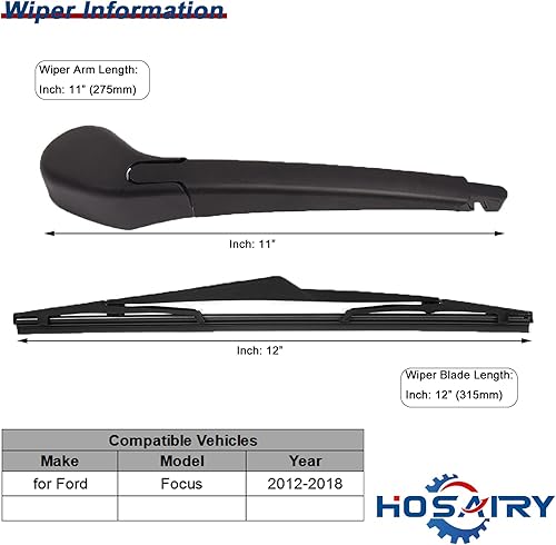 Miniatura 2 de Juego de limpiaparabrisas trasero para Ford Focus 2012-2018 hatchback SE ST RS, conjunto de limpiaparabrisas trasero CV6Z-17526-C