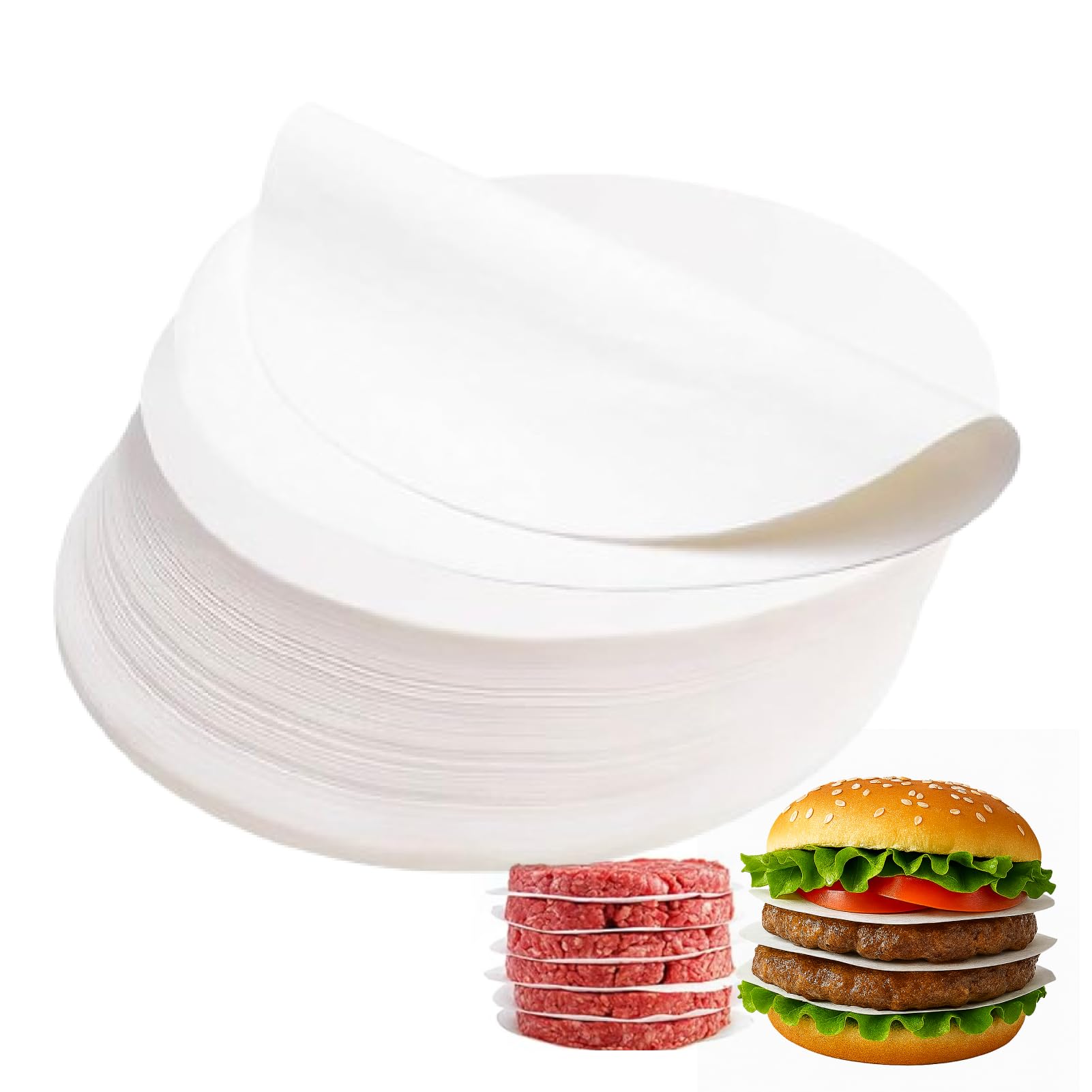 Hugwish 2000 Pieces Greaseproof Paper for Hamburgers,Round Baking Paper 13 cm, Food Paper, Oven Paper Separator Sheets, for Burger Press, Burger Patties (2000, 13 cm)