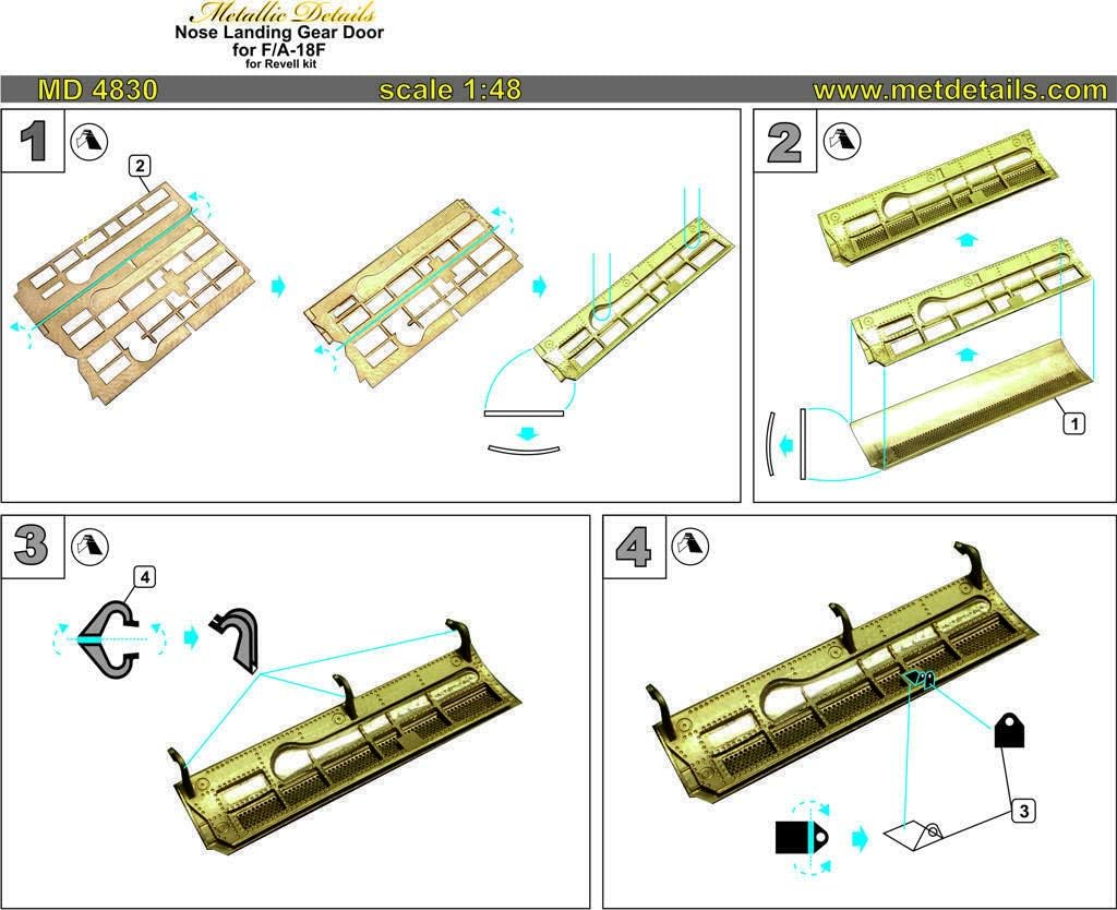 Bundle Metallic Details 1/48 MD4829+MD4830 F/A-18F Nose Landing Gear Door