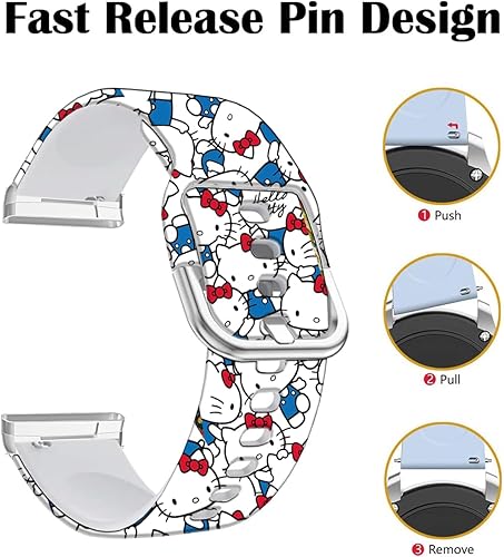 Miniatura 4 de Correas de reloj de dibujos animados con estampado floral compatibles con Fitbit Versa 4Versa 3Fitbit Sense 2Sense Band de silicona suave deportiva