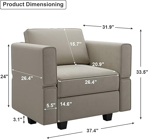 Miniatura 65 de Belffin Sofá modular Módulo medio con almacenamiento Accent Silla sin brazos para sofá modular seccional terciopelo gris Gris,Negro -,Azul,Verde