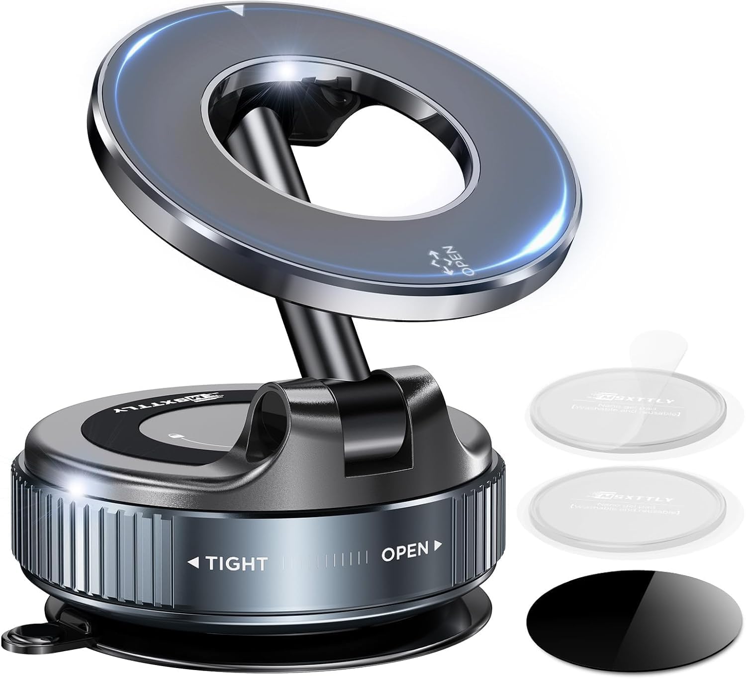 Vacuum Magnetic Car Phone Holder, 360° Adjustable Foldable Suction Cup Mobile Mount, Strong Magnetic Dashboard & Windshield Stand for Smartphones-image-20