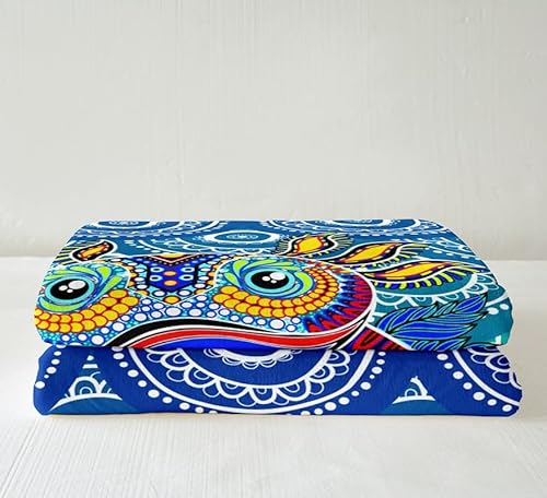 Axolotl Fleece Bed Blanket Turquoise Mandala Plush Blanket Throw Aztec Southwestern Indian Sherpa Blanket For Kids Boys Girls Ocean Animal Coastal Salamander Fuzzy Blanket Sofa Decor Queen 90"X90" #TOP1