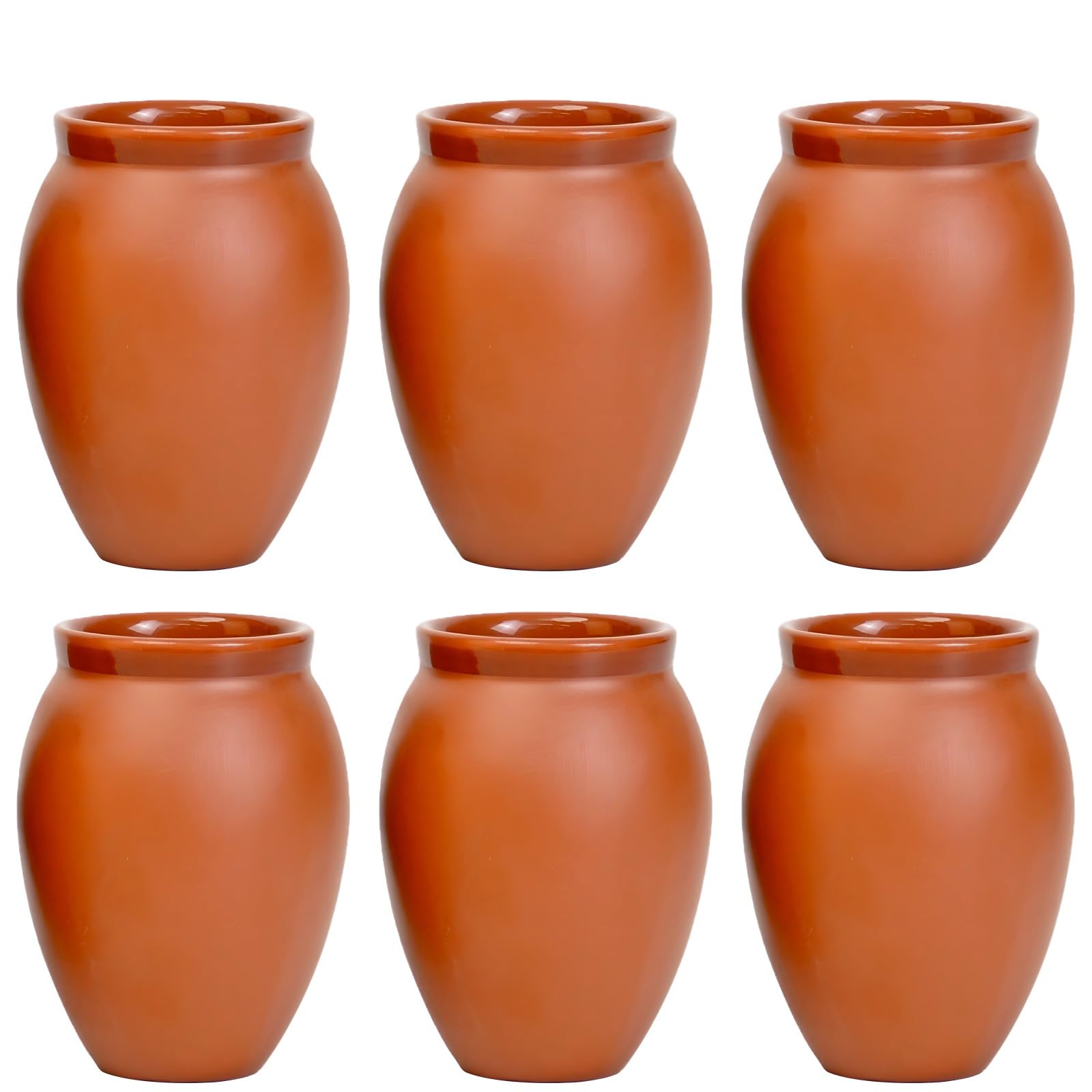 Cantaritos de Barro Mexicanos, 6 bicchieri in argilla rossa da 350 ml, per vasino cantaritos, Jarritos de Barro Mexicanos, bicchieri di argilla per tequila, margarita, mojito, festa