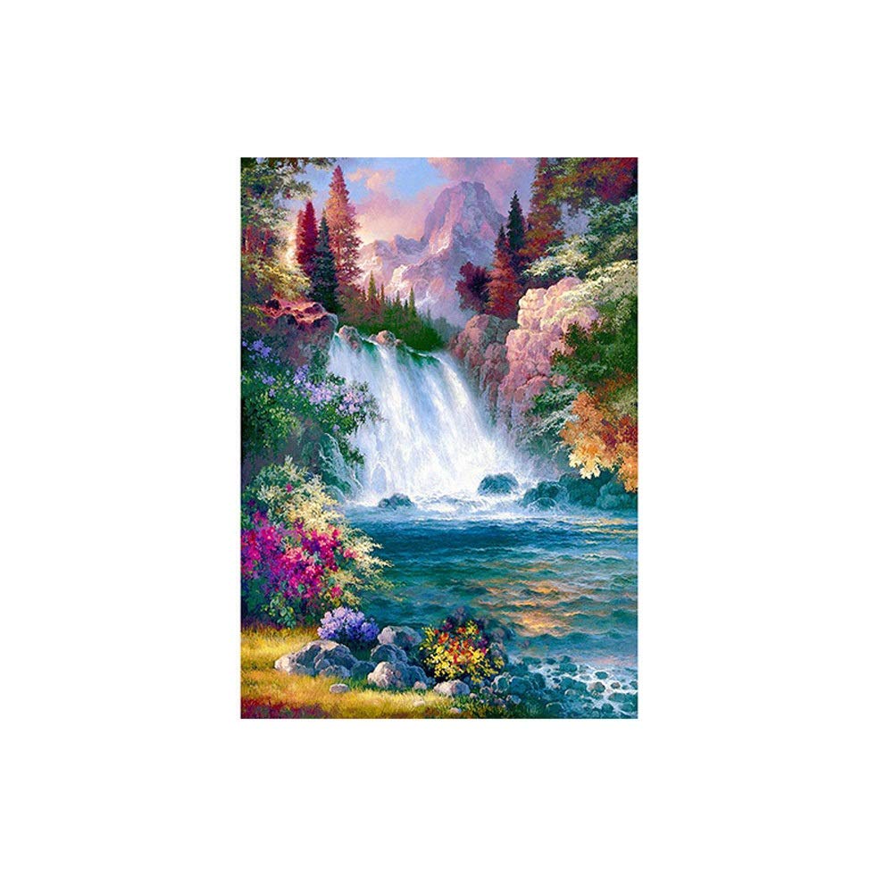 Kit point de croix paysage cascade pour décoration salon chaleureux