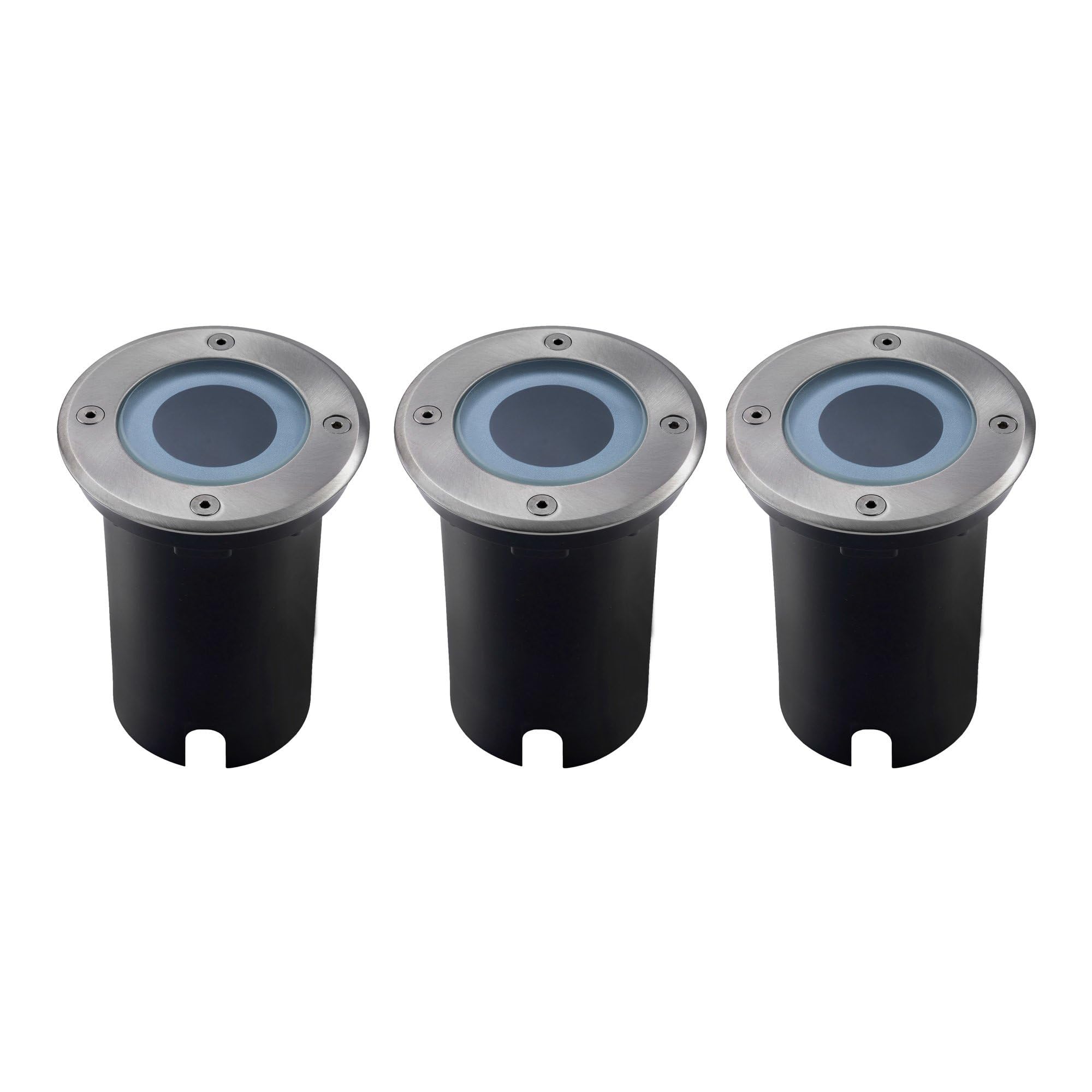 Ledvion - Set of 3 Recessed Spots, Round LED Recessed Spot, Stainless Steel, IP67, 1m Cable, GU10, LED Recessed Spot Outdoor