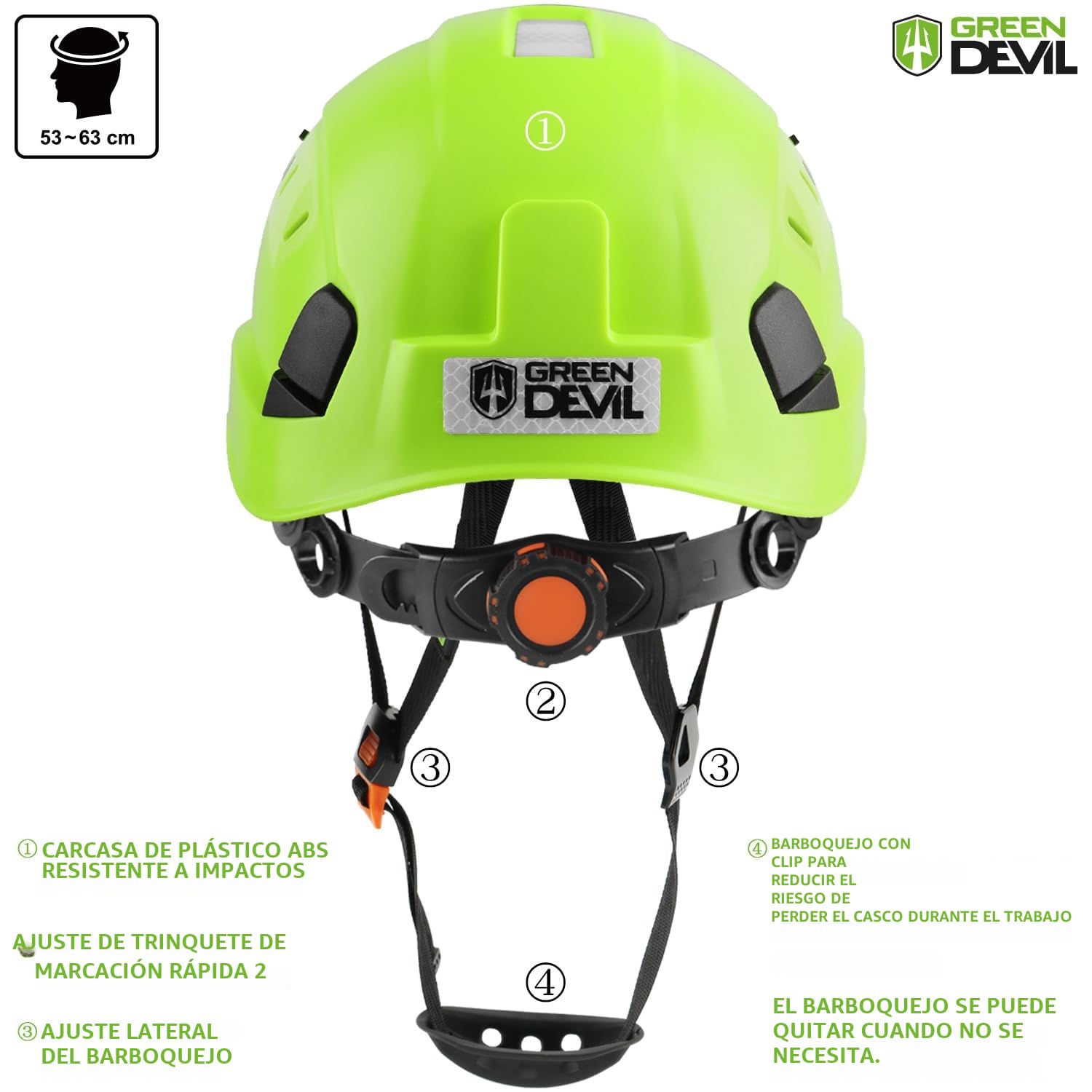 GREEN DEVIL Casco de seguridad para motosierra, protección forestal, casco de seguridad con protección auditiva, orejeras y protección facial, visera 3 en 1, juego de casco resistente a los impactos, cómodo ventilación