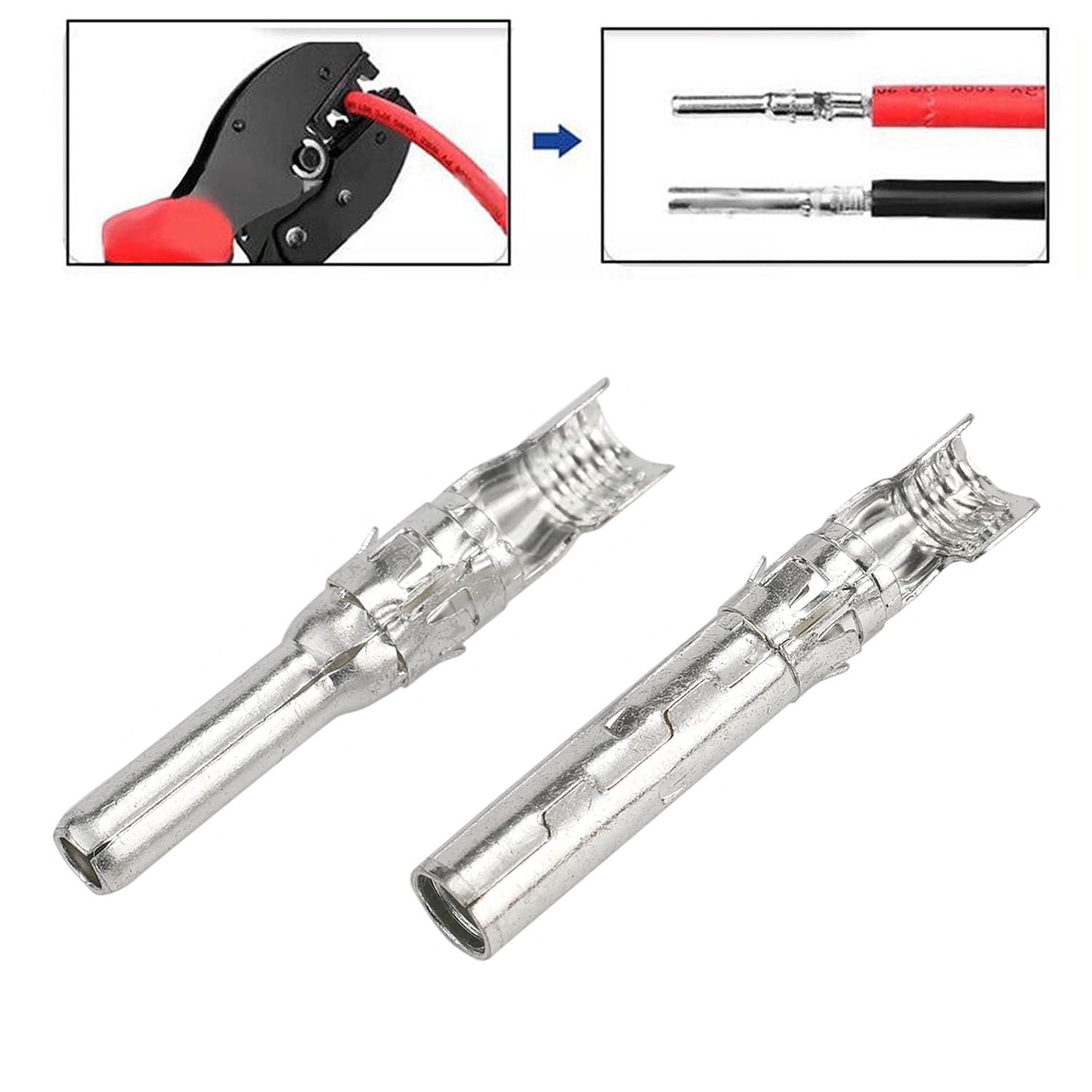 Kit de paneles de conectores solares, conectores de cable de panel solar, terminales de conector, alicates de crimpado (100 unidades (50 pares) conectores de pines)