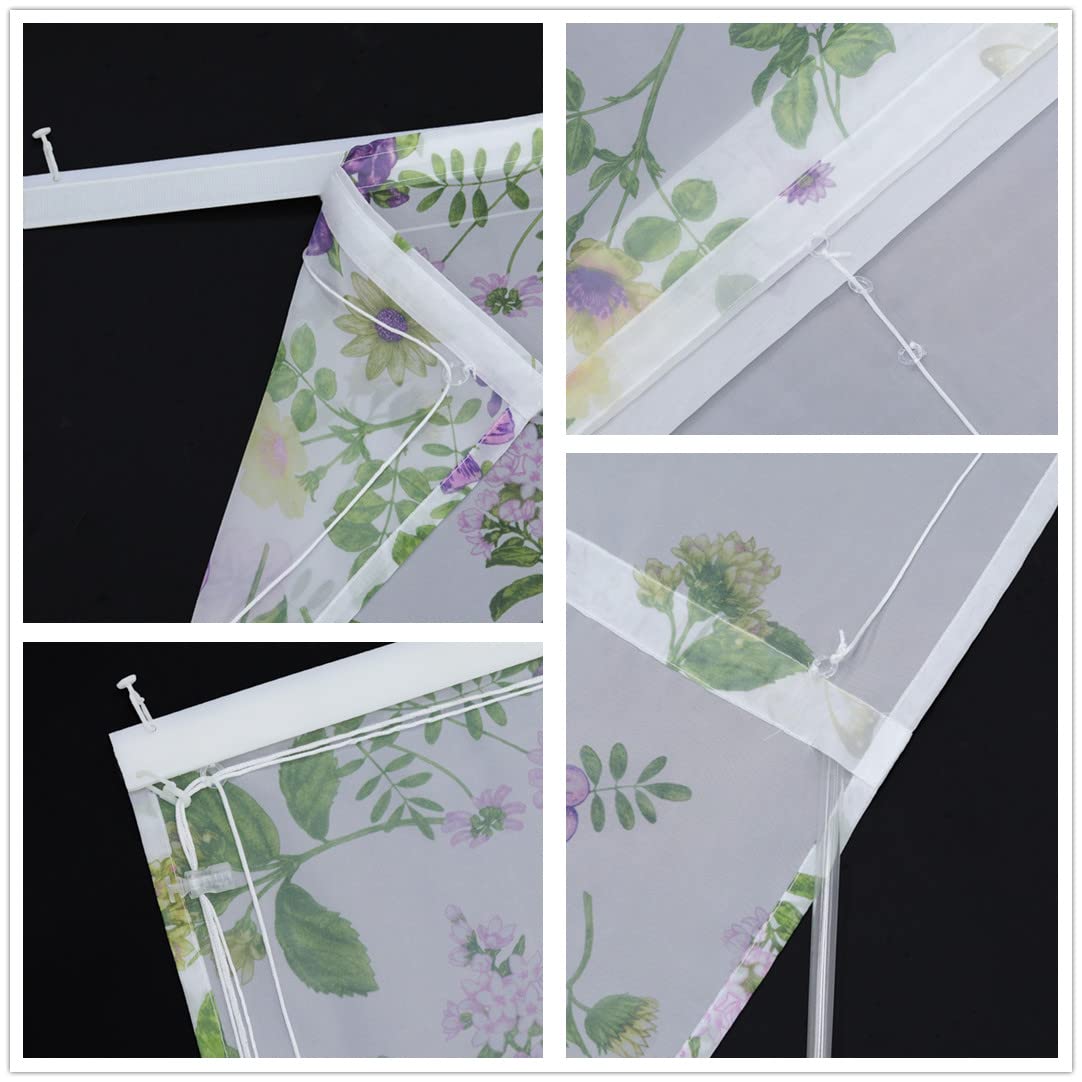 Joyswahl Viole Raffrollo mit Blumen-Schmetterlingdruck fabenfrohe halbtransparent Bändchenrollo mit Klettband1er,BxH 120x140cm