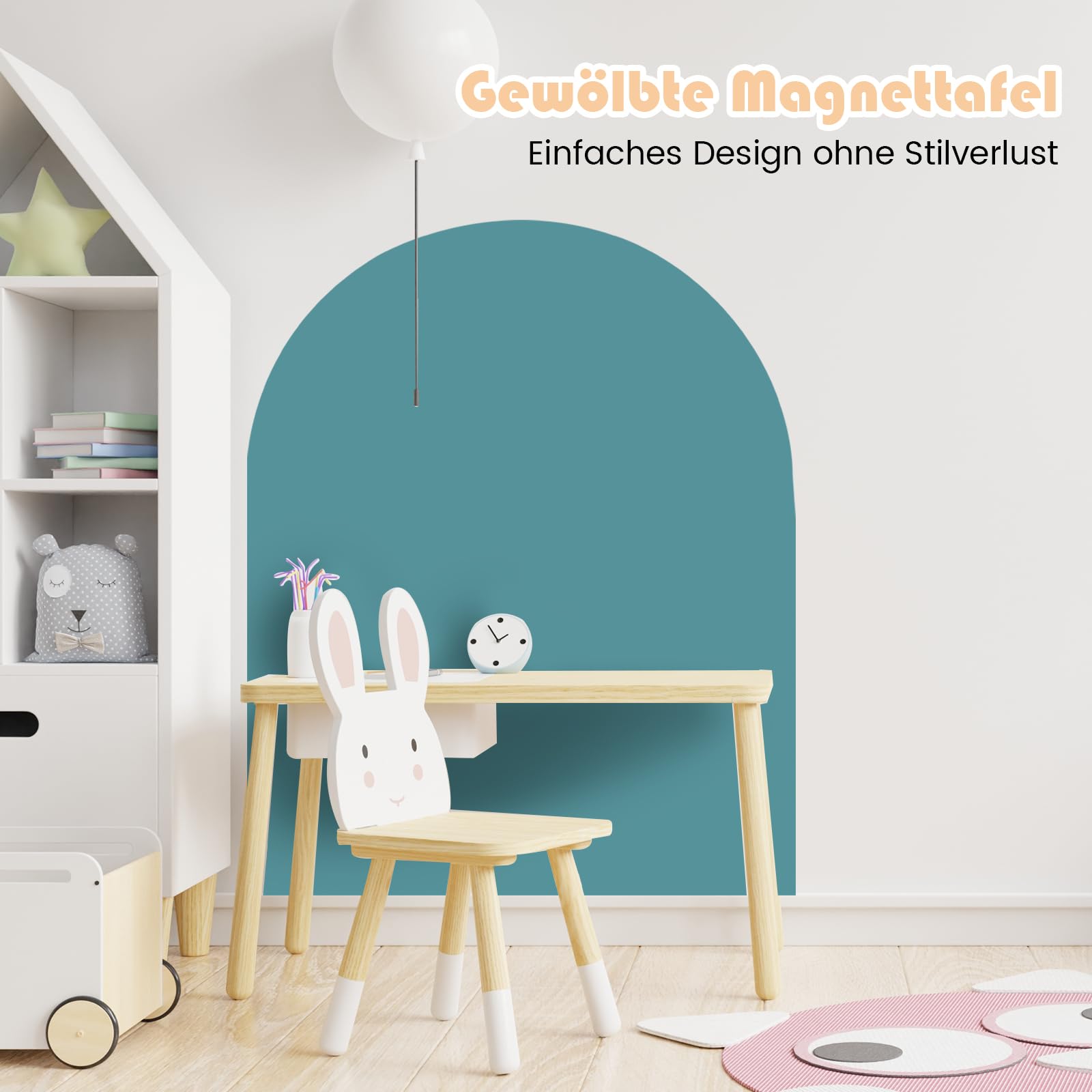 Magnettafel Kinder Selbstklebend, Magnetwand Kinderzimmer 80×100 cm Bogen（Türkis）