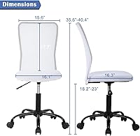 Vista 2 de Juego de 2 sillas ergonómicas, bonitas sillas de escritorio de oficina ajustables sin brazos con respaldo de malla y asiento grueso suave, cómoda