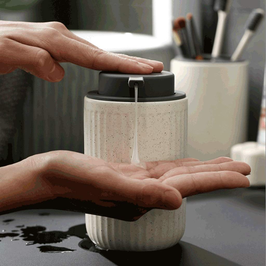 Seifenspender für die Arbeitsplatte, 12,3 oz Keramik-Seifenspender, nachfüllbarer Flüssigseifenspender für Badezimmer, Küche usw., Seifenspender mit doppeltem Verwendungszweck (Blau A)