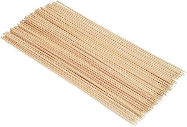 Navaris 100x Bamboo Skewer Sticks - Long Wooden Bamboo Skewers for Kebab, Grill, BBQ, Fruit, Chocolate Fountain, Toasting Marshmallows - 30 cm