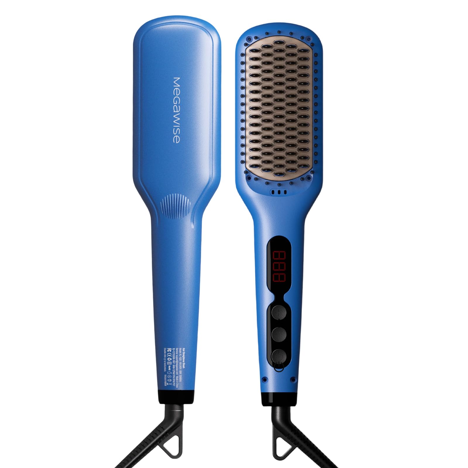 Sponsored Ad - MEGAWISE Pro Ceramic Ionic Hair Straightener Brush for Home Salon, Straightening Hair Brush with 20s Heating Tech, Auto-Off, Anti-Scald with Universal Dual Voltage,Rotatable Power Cord, Gentian Blue
