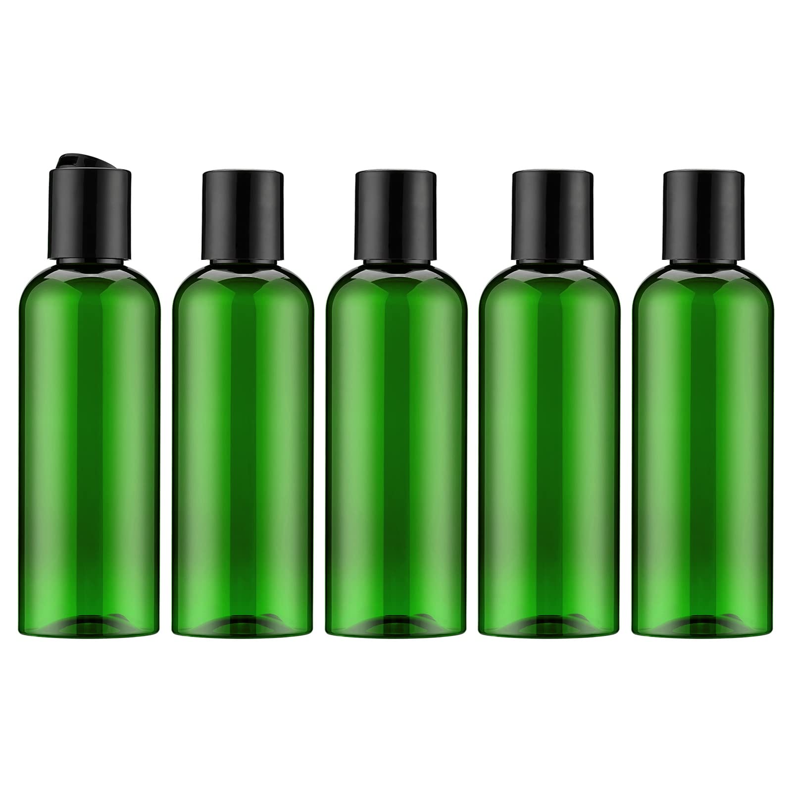 Livfa 100ml Leere Reiseflasche, Auslaufsicherer Behälter, Nachfüllbar Flaschen Mit Etikett für Shampoo, Lotion, Kosmetik 5 Stück, Grün