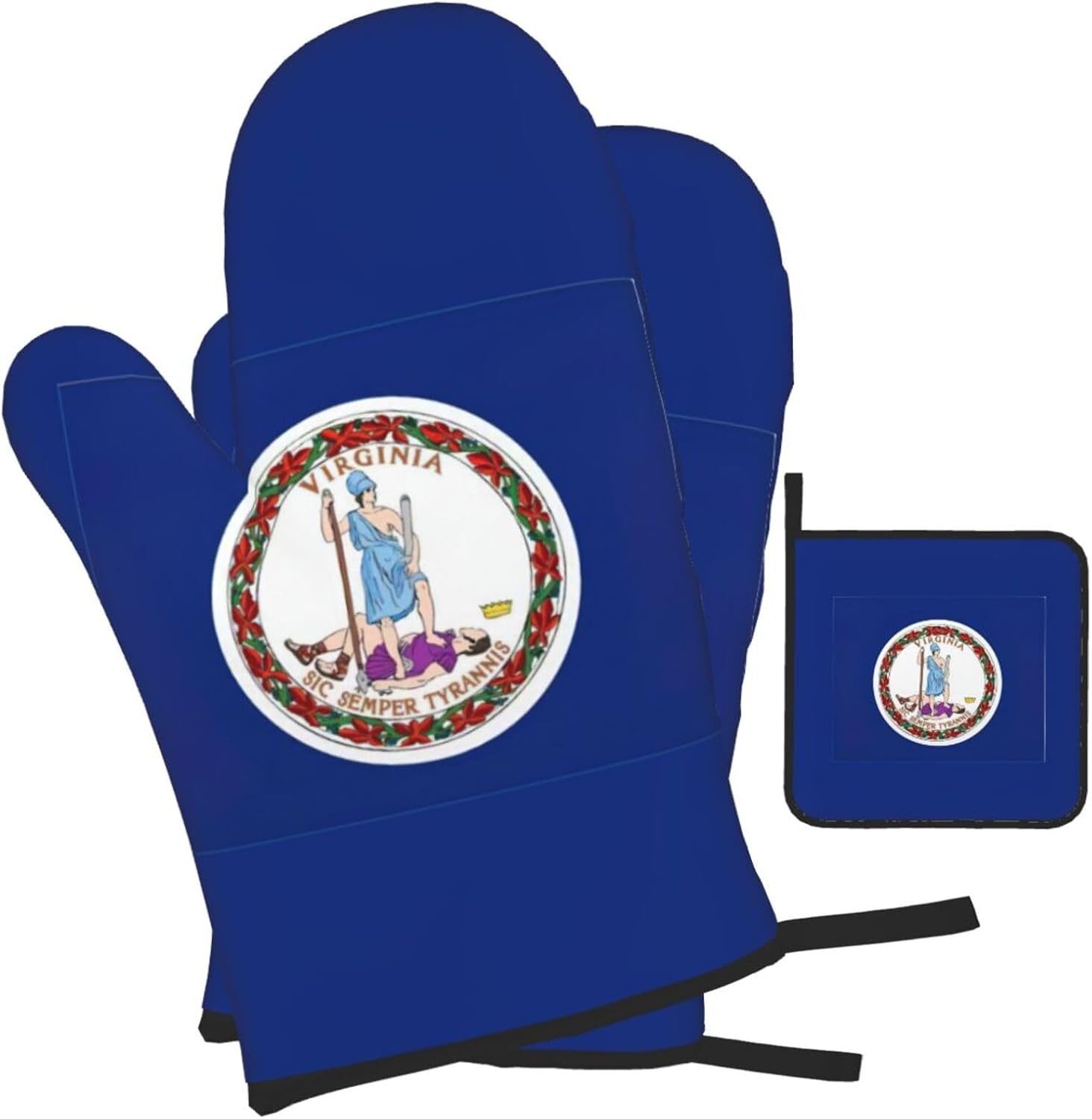 Virginia State Flag Print Heat Resistant Microwave Gloves, Used for Baking, Cooking, and Fashion Kitchen Essentials