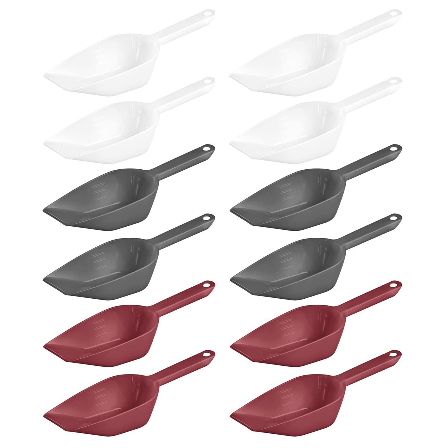 Westmark Baking/Weighing/Filling Scoops, Pack of 12, 3-Colour, Capacity: 55 ml Each, Plastic, Halvar, White/Red/Anthracite, 908922E6