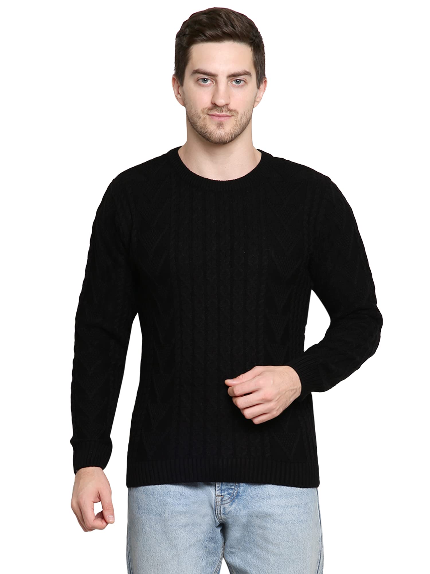 matelco Mens Round Neck Full Sleeves Self Design Sweater Pullover-picture-26