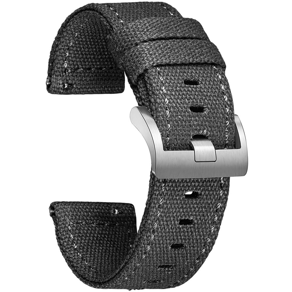 Bracelet de montre en toile 22 mm avec fixation universelle et boucle robuste en acier