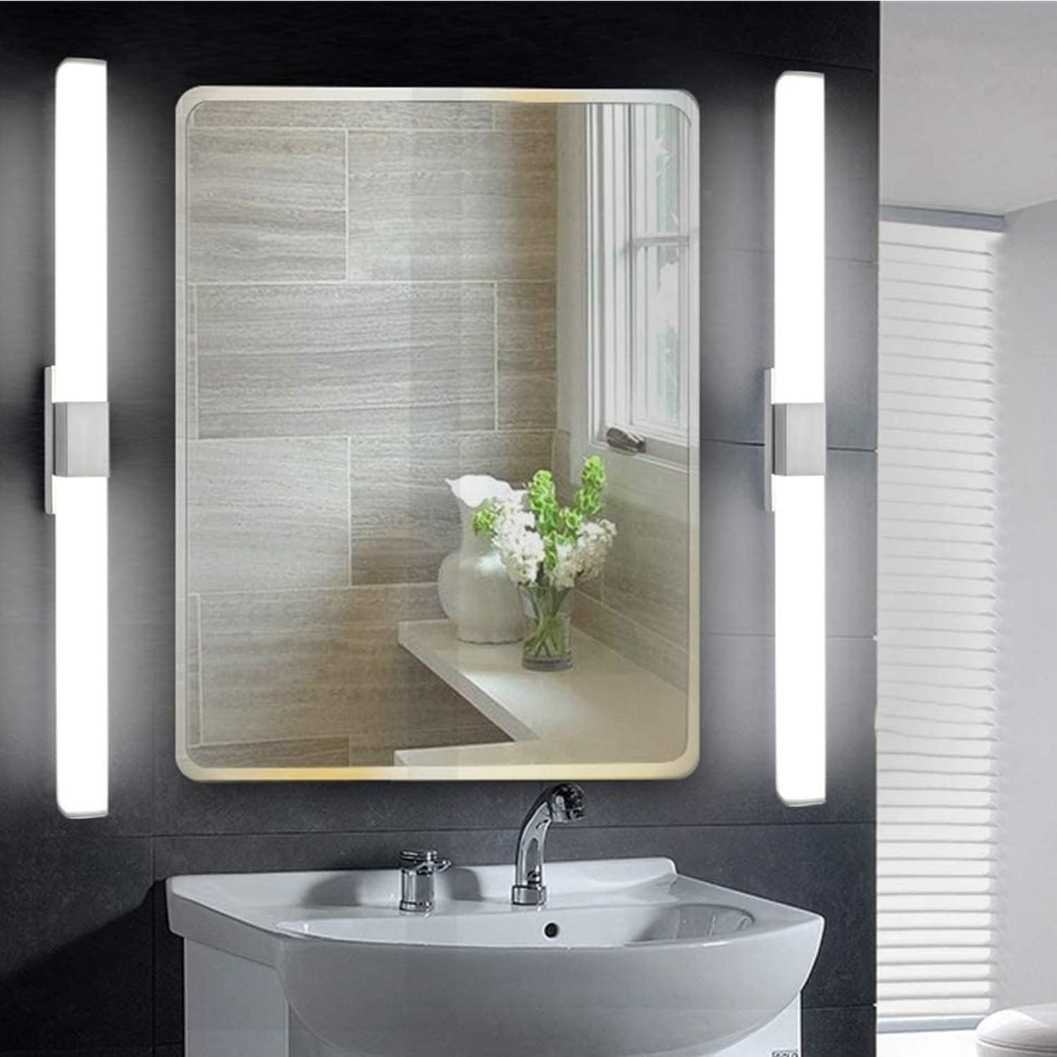 Best Cyber Monday 🔥 Vanity Light For Bathroom, Modern Vanity Light, Wall Sconce, Makeup Lighting Fixture Over Mirror Front Light, Stainless Steel &Acrylic Shade Wall Lamp, 10W LED, 17.7inch, Cool White