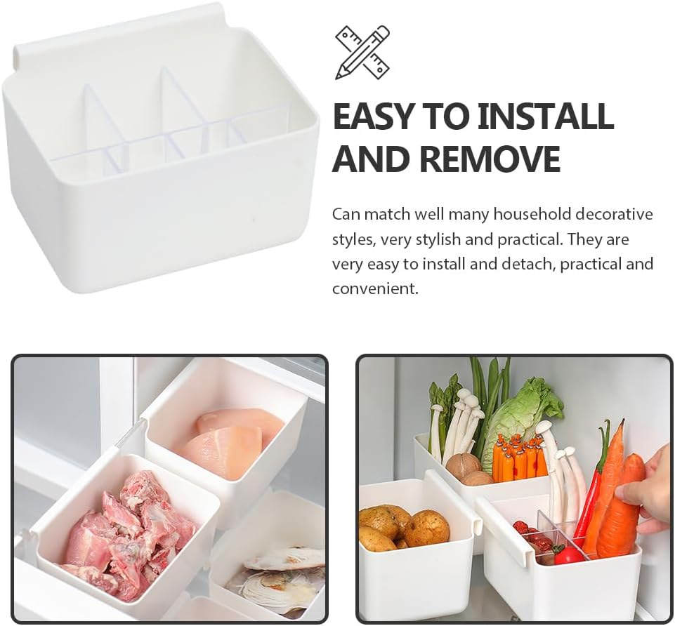 Veemoon 3pcs box Shelf White Hanging Containers Counter Kitchen Slide Refrigerator Food Snack Pantry Plastic Egg Trays Organization Sauce Seasoning Basket Sorting Cabinet Organizer Clear