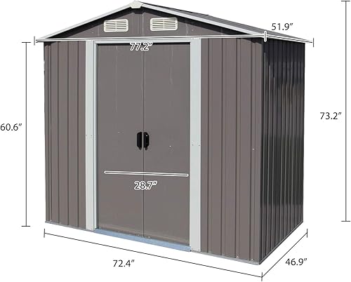 Miniatura 5 de Kinsuite Cobertizo de almacenamiento para exteriores de 6 x 4 pies, cobertizo de herramientas de acero galvanizado para patio, jardín, césped, casa