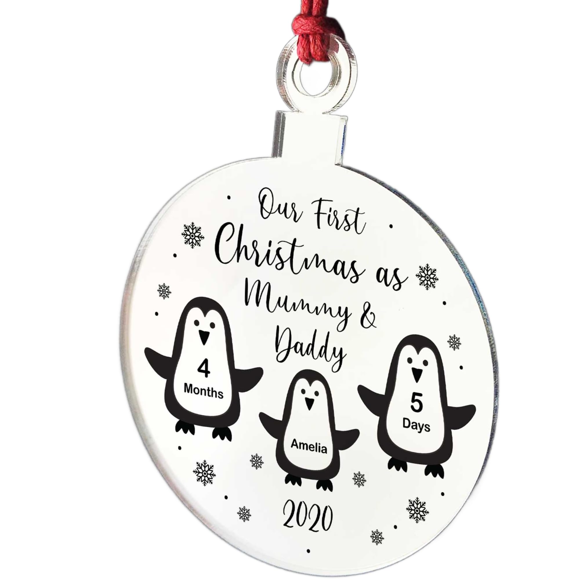 Our First Christmas As Mummy And Daddy Engraved Bauble Personalised Tree Decor