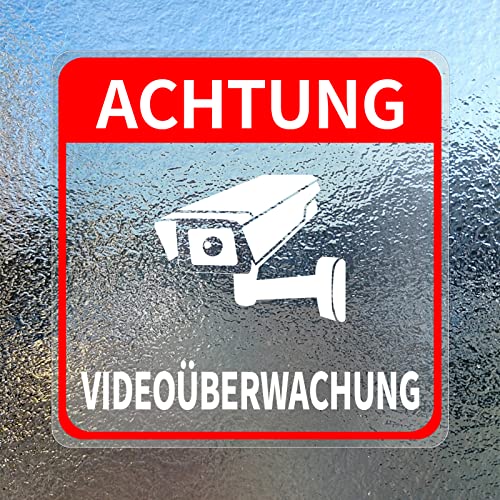 ITALMI Set Mit 4 Videoüberwachungsschildern Aus PVC + 4 Aufkleber – Sicherheitswarnschild Für Haus Und Geschäft