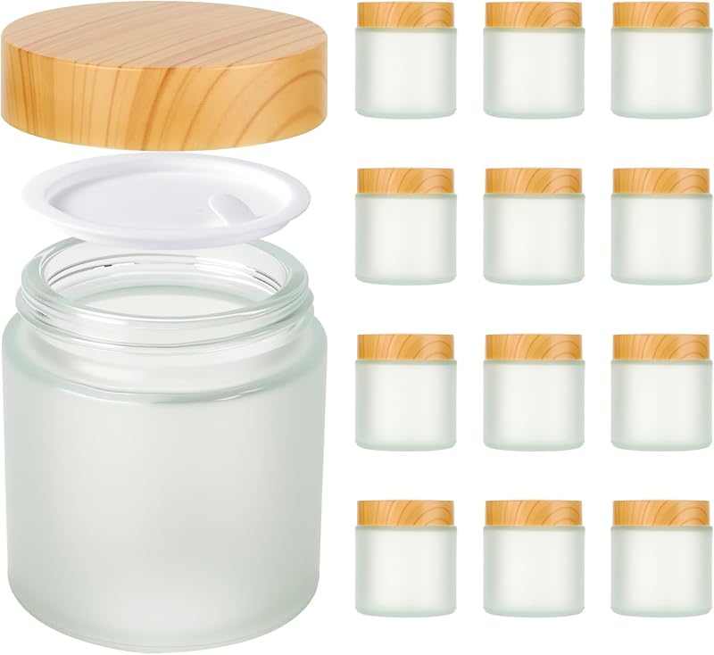 11 Hoa Kinh Frascos de vidro fosco com tampas, Pacote com 12 de 120 mL