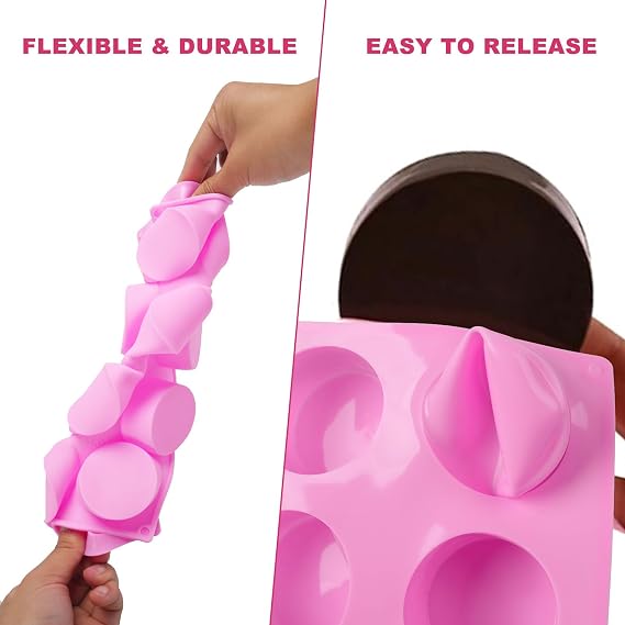 Silicone Cake Puck Mold Set,Cylinder Chocolate Cover Molds,12-Cavity&8-Cavity Round Cake Pop Silicone Molds for Candy,Cookie,Cake Cores,Jelly Baking