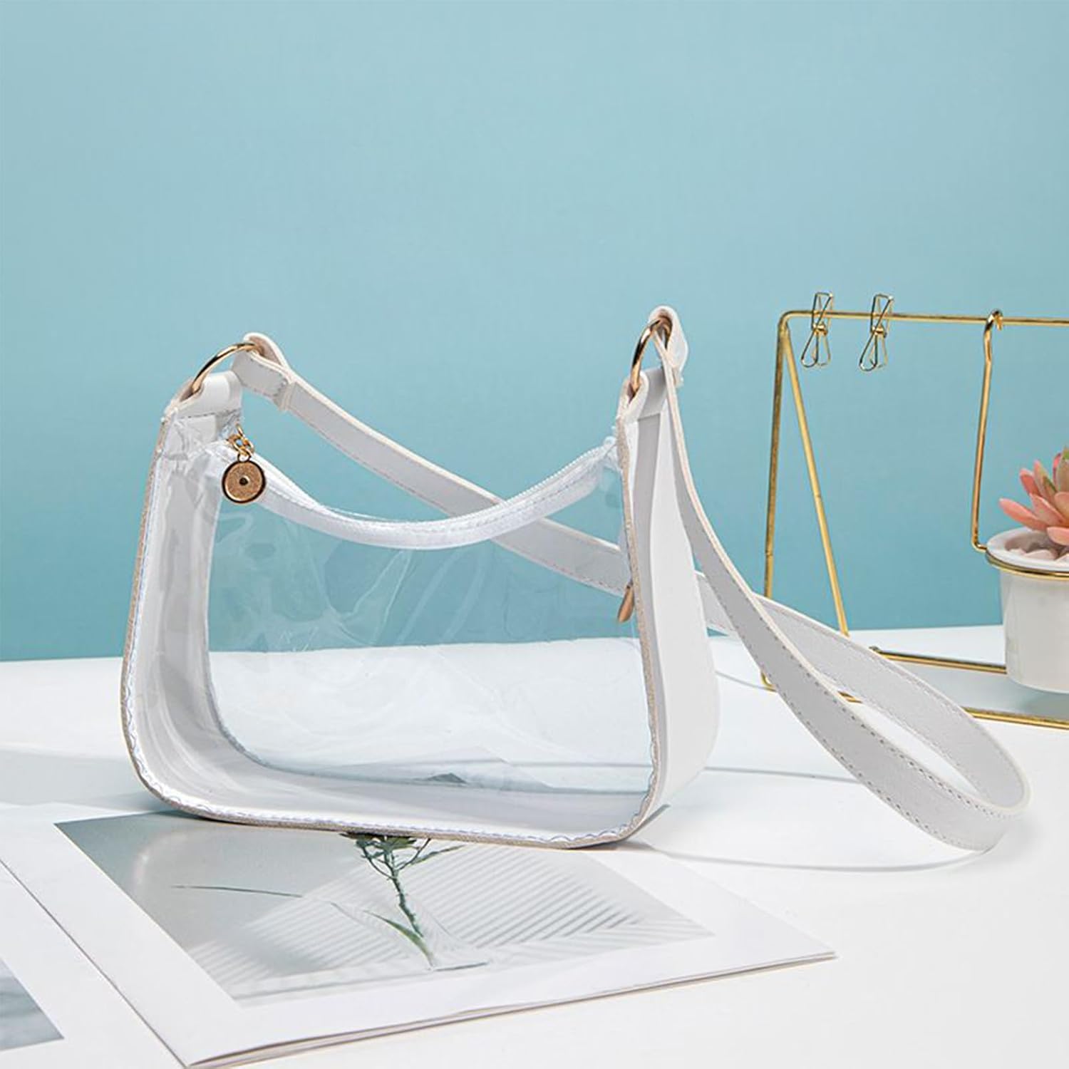 Clear Bag,Clear Handbags for Women - Stylish Transparent Handbag with Adjustable Shoulder Strap for Work Events Lunch