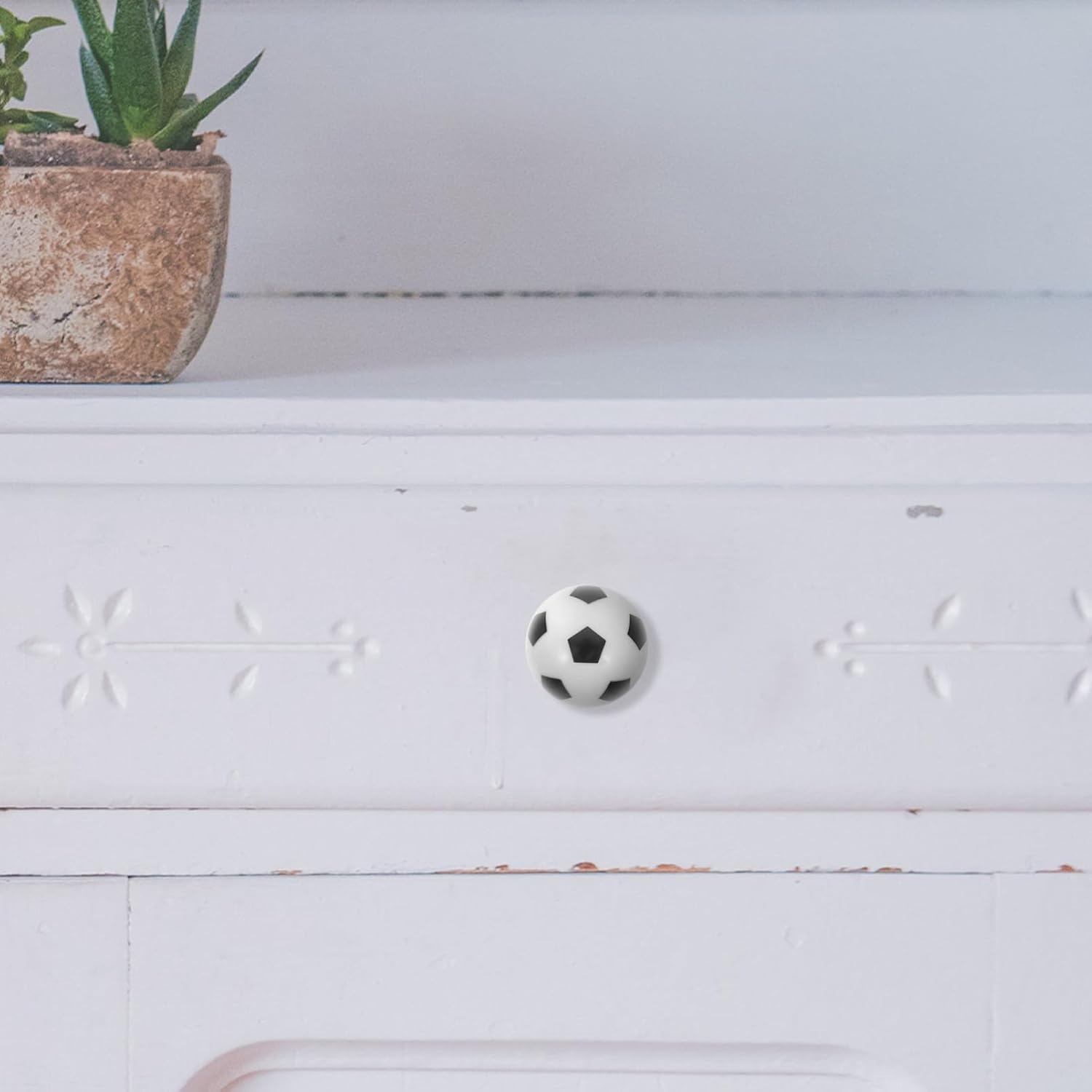 Levemolo 8pcs Cute Soccer Drawer Knobs Playful Cabinet Handles for Boy Girl Rooms Sturdy Plastic Design Fun Decorative Hardware for Dresser and Closet Easy to Install Soccer Theme