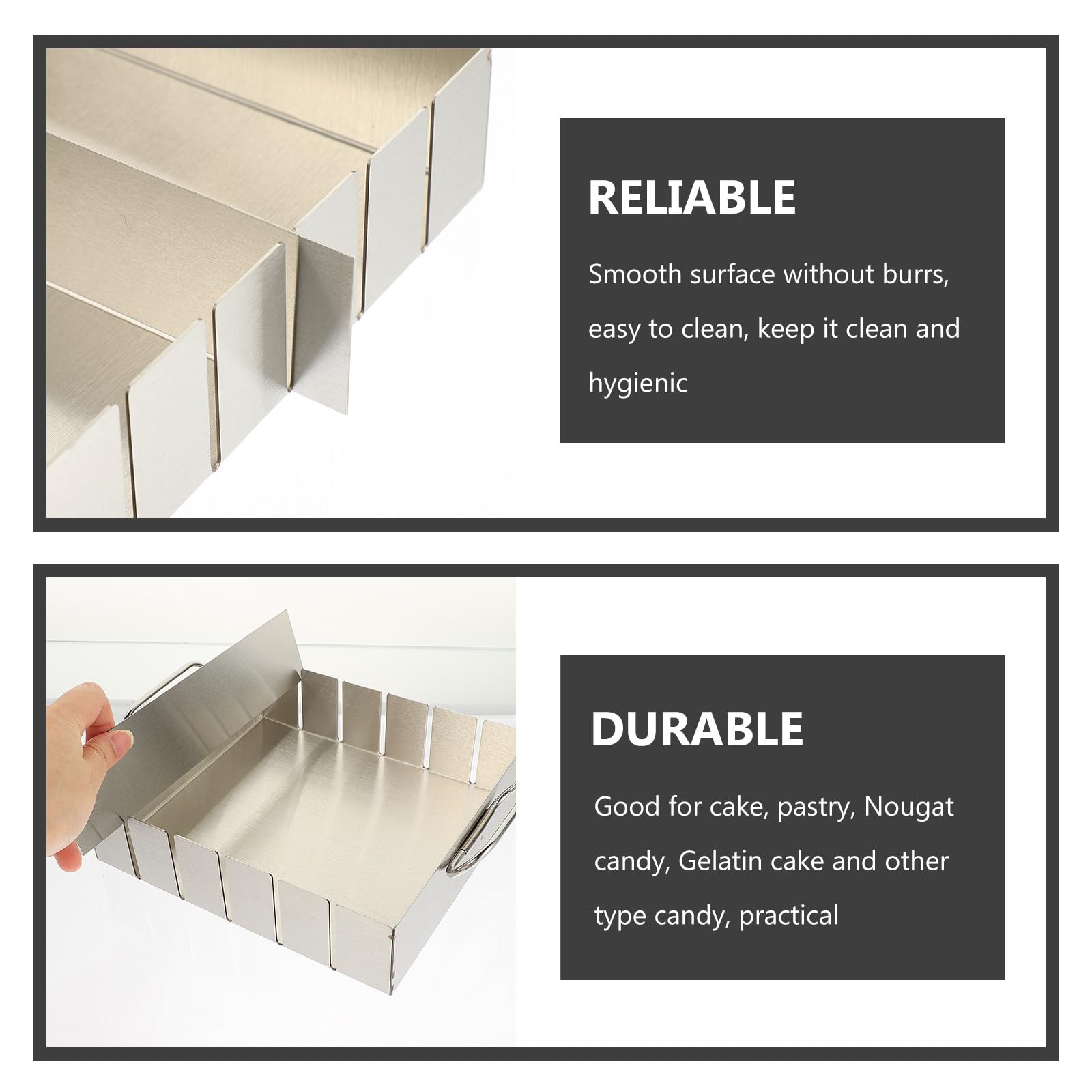Abaodam Moule Bavures à Nougat en Acier Inoxydable Argenté Surface Antiadhésive pour Usage Professionnel en Boutique Alimentaire