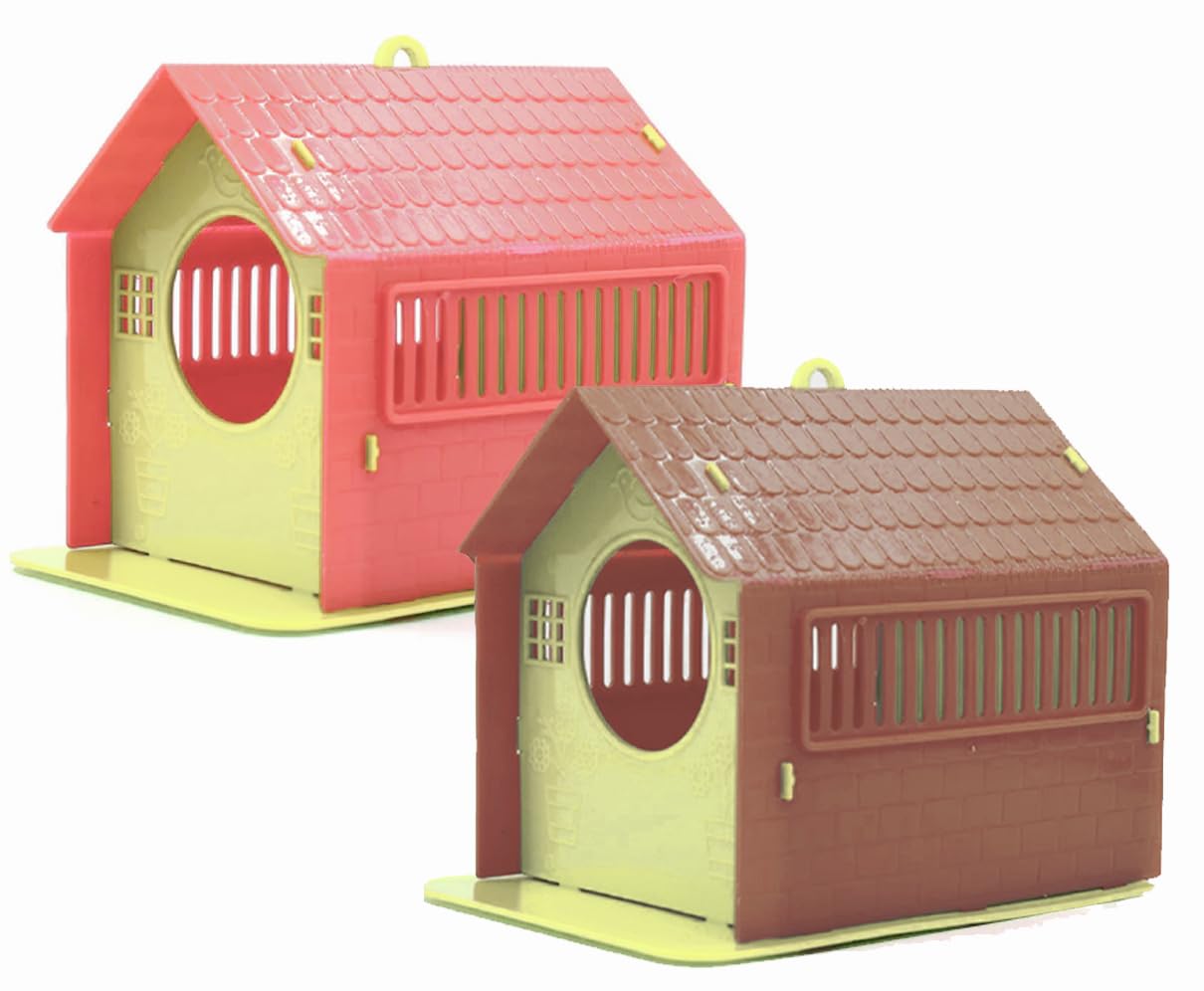 Mopslik - Plastic Bird House Nest for Balcony and Garden Hanging for Small Birds (Brown Beige and Brown Pink Pack of 2) (B0CFG44FRZ) Amazon Price History, Amazon Price Tracker