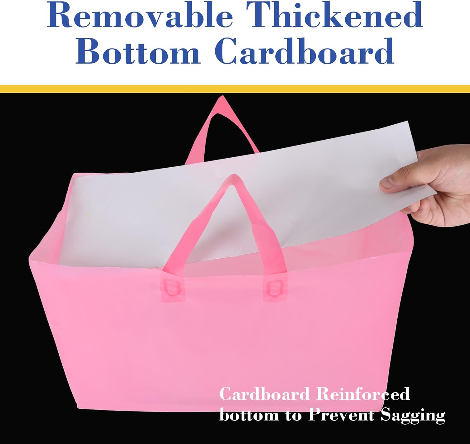 16x6x12 Inch Heavy Duty Clear Plastic Shopping Bags with Reinforced Handles - Eco-Friendly, Reusable, Bulk Pack (25/50/101 Count) - Ideal for Retail, Gift Wrapping, and Small Businesses （Pink 50）