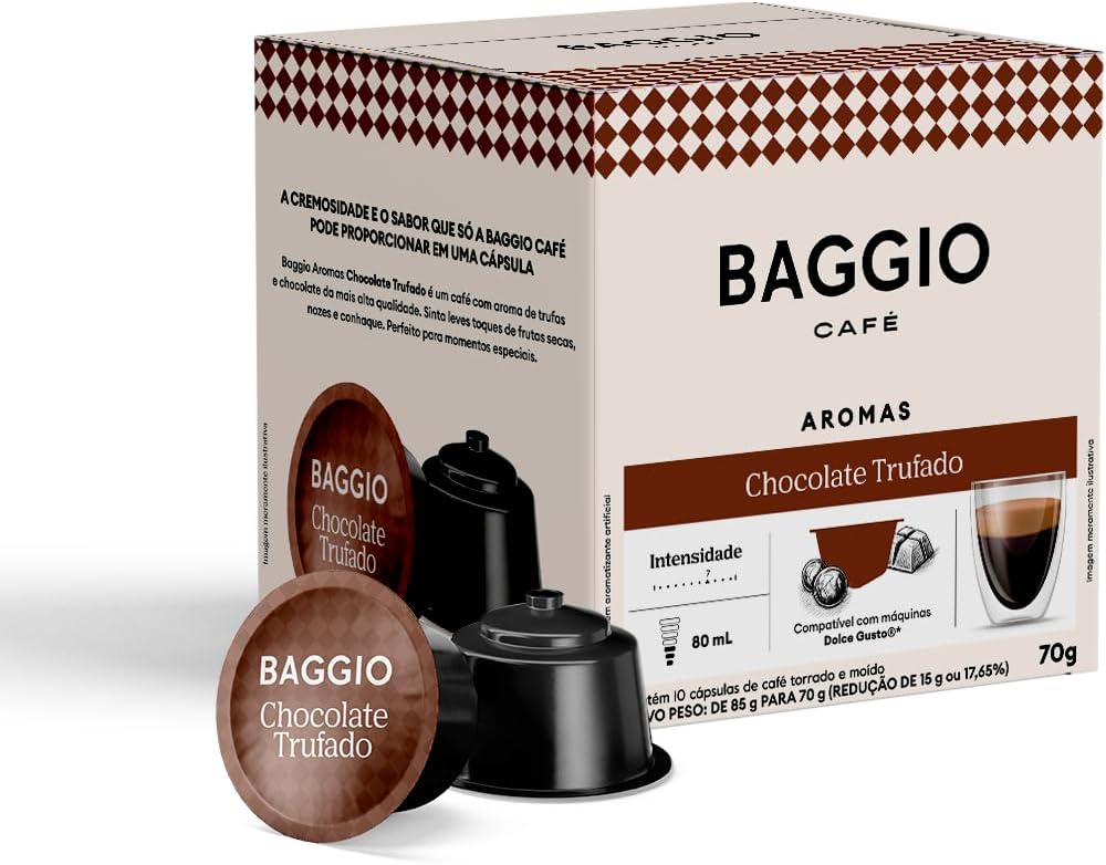 Baggio Café Cápsulas De Café Aroma Chocolate Trufado Compatível Com Máquinas Dolce Gusto Contém 10 Cápsulas