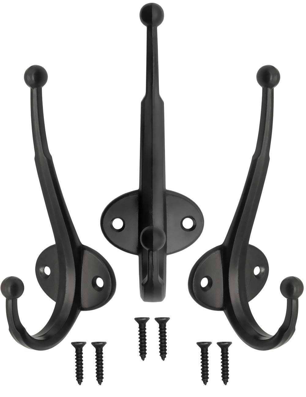 Fuxxer Bronze,Black Fuxxer® 3 X Classic Cast Iron Wall Hooks 12 Cm Set Of 3 Black