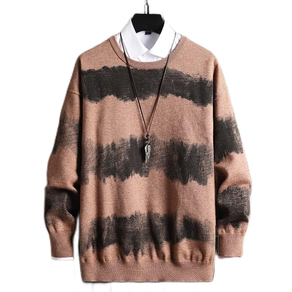 Maglione da Uomo Maglia a Righe Girocollo Manica Lunga Pullover Oversize Maglione Hip Hop Felpa Casual Top (Color : 139, Size : Medium) (134 M)