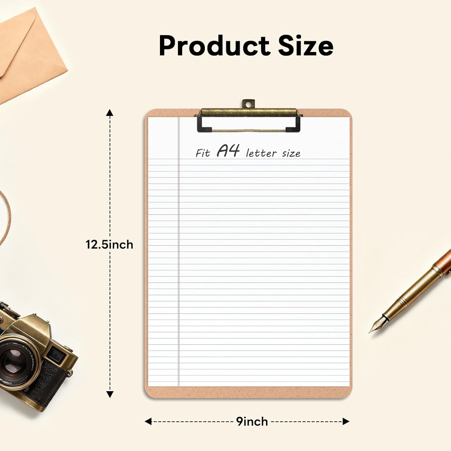 Wood Retro Clipboards, 9 x 12.5'' Letter Size for Classroom, Students, Kid, 8.5 x 11'' Decoration Clip Board with Low Profile Copper Clip, Office & School Supplies(30 Pack)