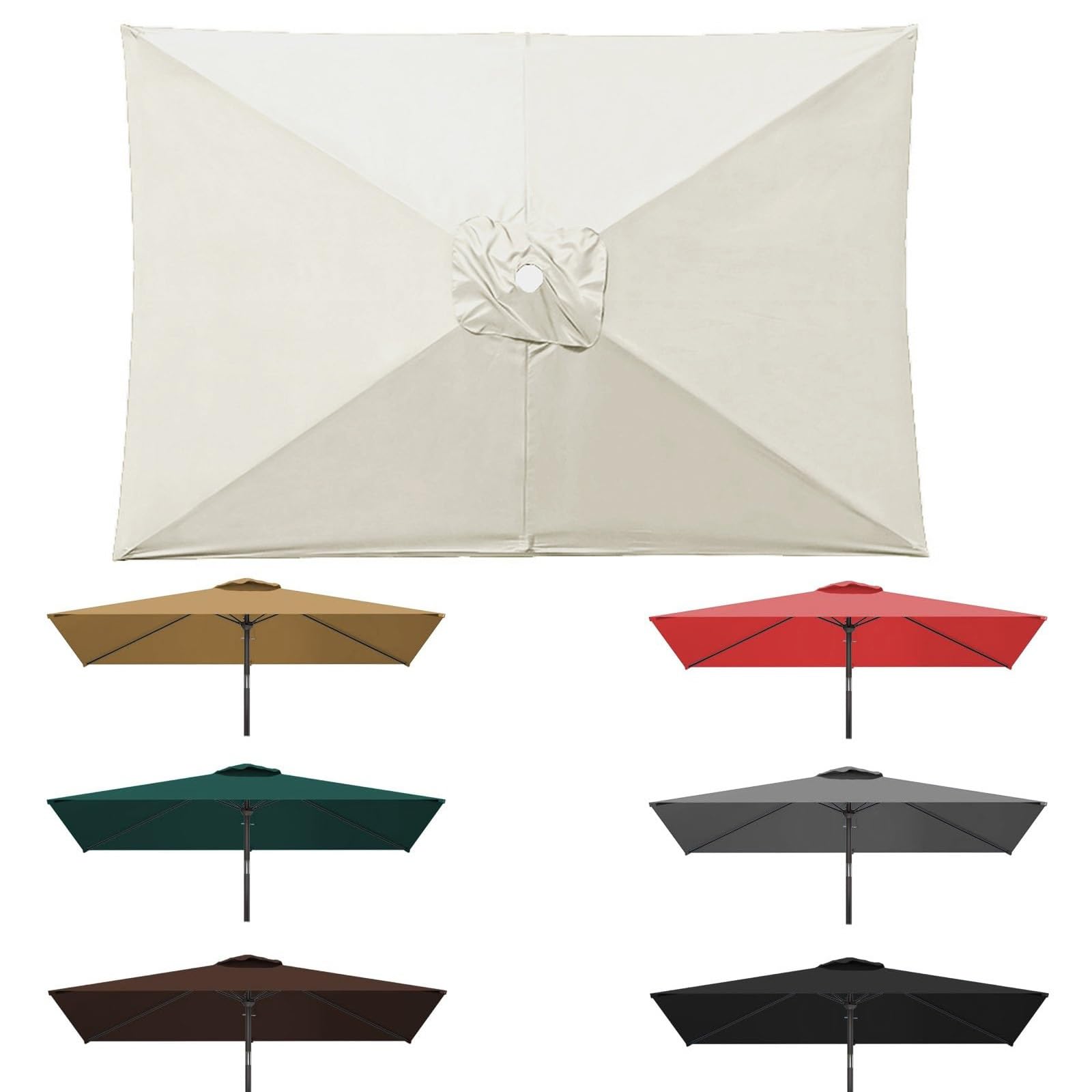 Zamienny prostokątny baldachim parasola 300 x 200 cm i 250 x 250 cm, wodoodporny pokrowiec na taras, do ogrodu i tarasu, biały, 190 x 125 cm, odporny na promieniowanie UV i warunki atmosferyczne