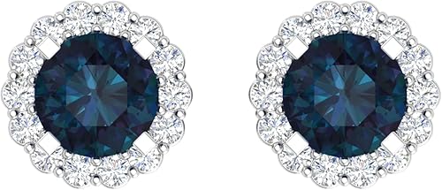 TRUTH JEWELS INC Aretes tipo dormilona con halo de diamante natural de 15 qt en plata de ley 925 para mujer Caja de regalo de joyería fina incluida